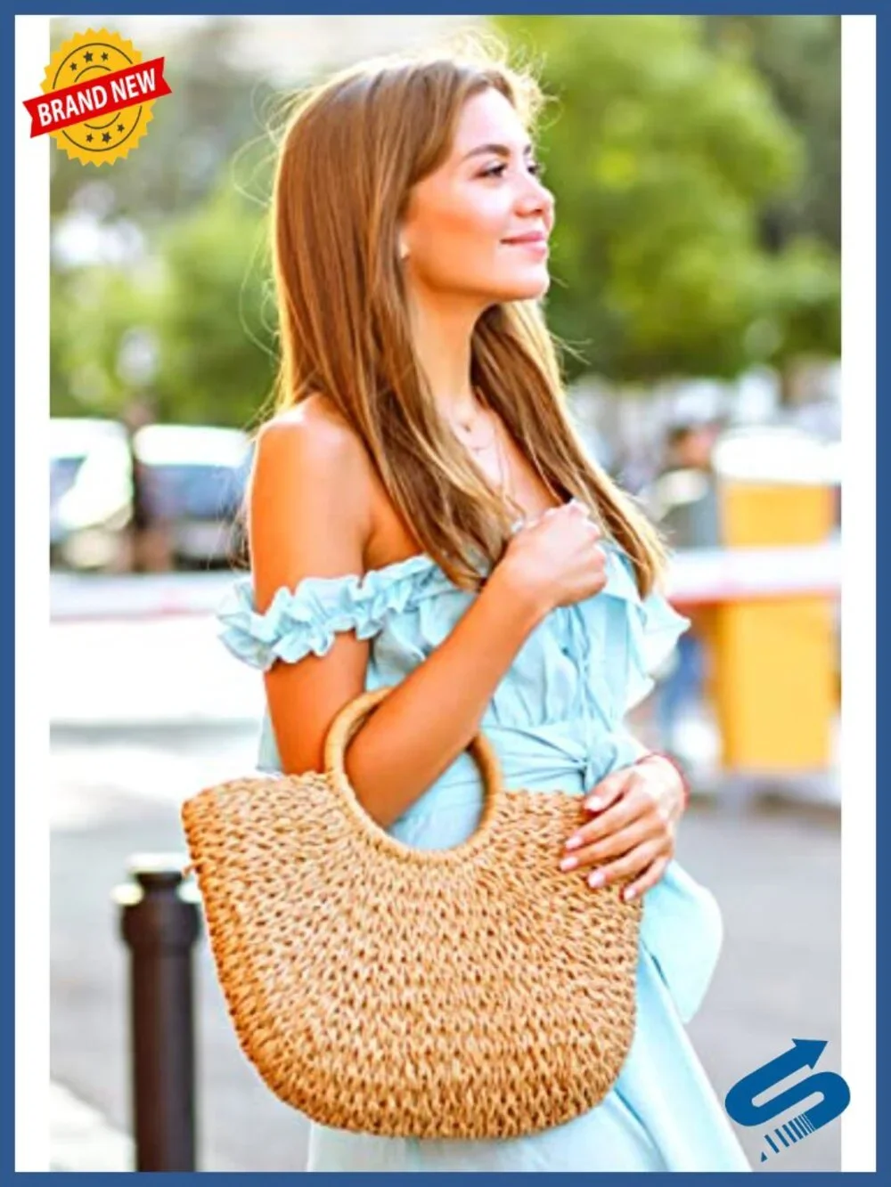 Handmade Large Straw Tote Bag Women's Handwoven Beach Tote